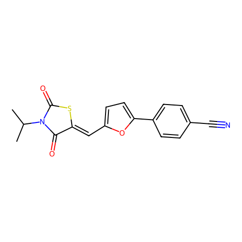 (Z)-4-(5-((3-isopropyl-2,4-dioxothiazolidin-5-ylidene)methyl)furan-2-yl)benzonitrile structure