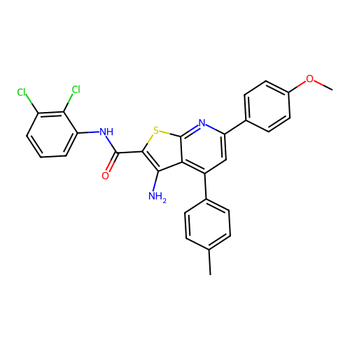 3-amino-N-(2,3-dichlorophenyl)-6-(4-methoxyphenyl)-4-(4-methylphenyl)thieno[2,3-b]pyridine-2-carboxamide structure