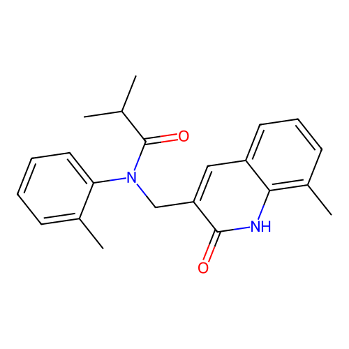 N-((2-hydroxy-8-methylquinolin-3-yl)methyl)-N-(o-tolyl)isobutyramide structure