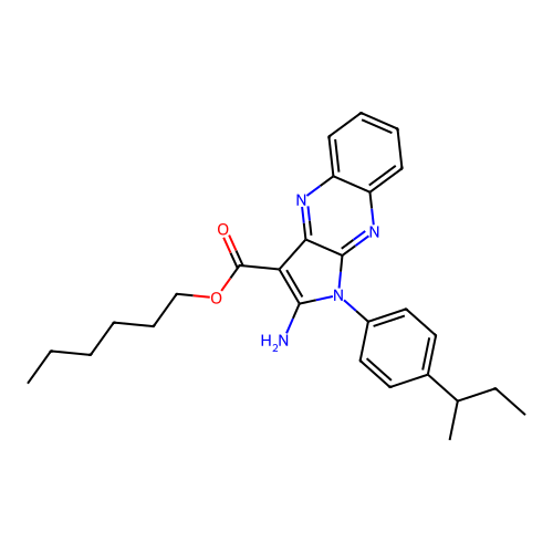 hexyl 2-amino-1-(4-(sec-butyl)phenyl)-1H-pyrrolo[2,3-b]quinoxaline-3-carboxylate structure