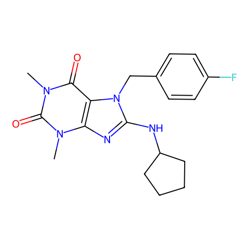 8-(cyclopentylamino)-7-(4-fluorobenzyl)-1,3-dimethyl-1H-purine-2,6(3H,7H)-dione structure