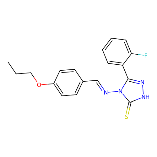 5-(2-Fluorophenyl)-4-((4-propoxybenzylidene)amino)-4H-1,2,4-triazole-3-thiol structure
