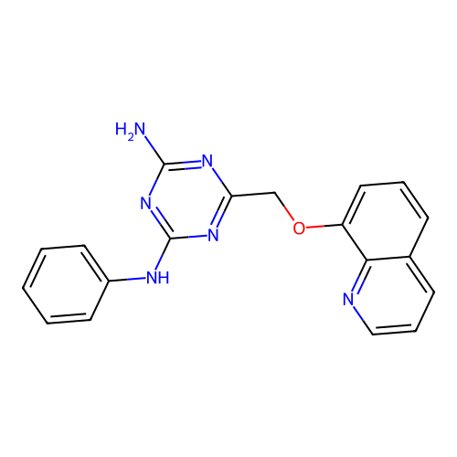 [4-Amino-6-(8-quinolyloxymethyl)(1,3,5-triazin-2-yl)]phenylamine structure