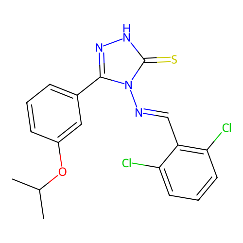 (E)-4-((2,6-dichlorobenzylidene)amino)-5-(3-isopropoxyphenyl)-4H-1,2,4-triazole-3-thiol structure