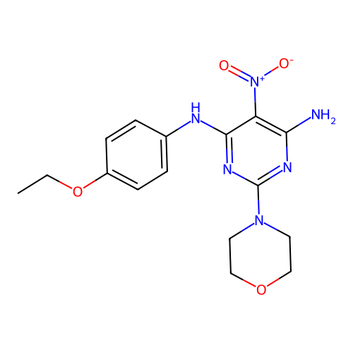 (6-Amino-2-morpholin-4-yl-5-nitropyrimidin-4-yl)(4-ethoxyphenyl)amine structure