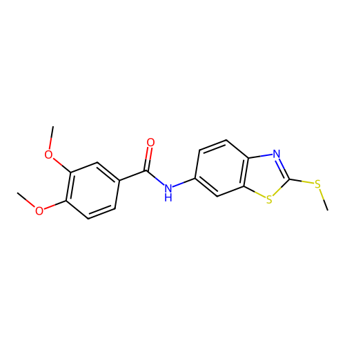 3,4-dimethoxy-N-[2-(methylsulfanyl)-1,3-benzothiazol-6-yl]benzamide structure