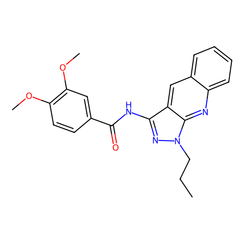 3,4-dimethoxy-N-(1-propyl-1H-pyrazolo[3,4-b]quinolin-3-yl)benzamide structure