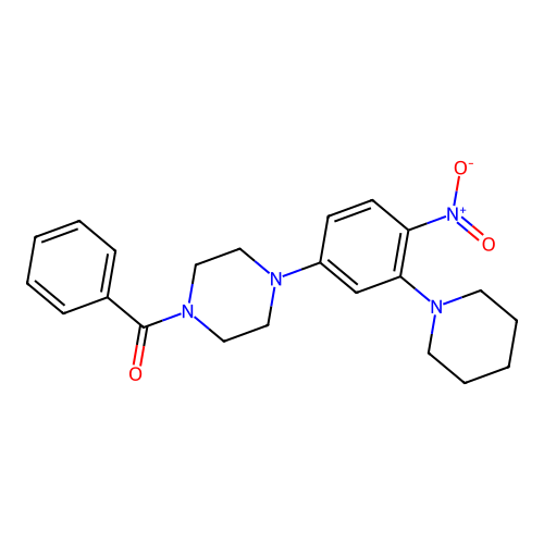 (4-(4-Nitro-3-(piperidin-1-yl)phenyl)piperazin-1-yl)(phenyl)methanone structure