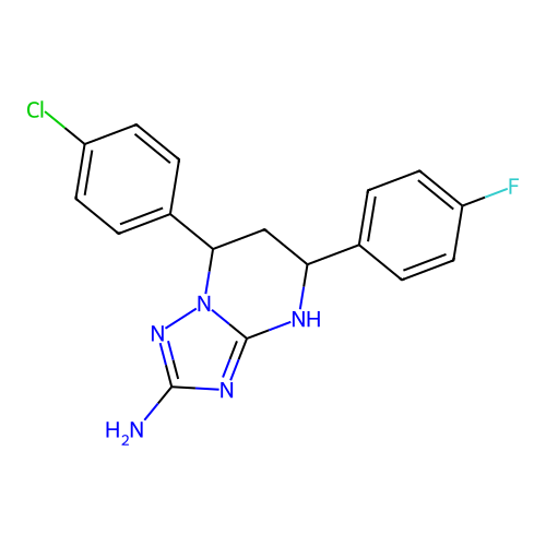 7-(4-chlorophenyl)-5-(4-fluorophenyl)-4,5,6,7-tetrahydro[1,2,4]triazolo[1,5-a]pyrimidin-2-amine structure