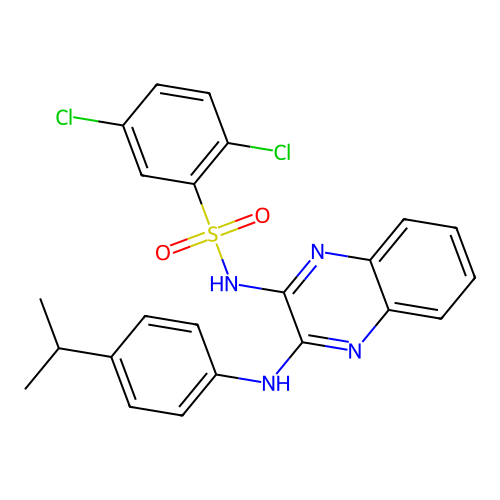 2,5-dichloro-N-[3-(4-propan-2-ylanilino)quinoxalin-2-yl]benzenesulfonamide structure