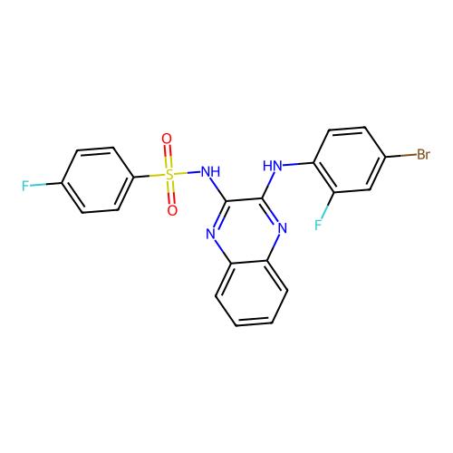 N-[3-(4-Bromo-2-fluoroanilino)quinoxalin-2-yl]-4-fluorobenzene-1-sulfonamide structure