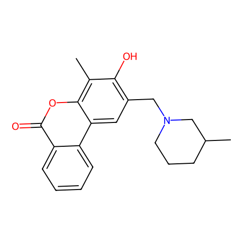 3-hydroxy-4-methyl-2-[(3-methylpiperidino)methyl]-6H-benzo[c]chromen-6-one structure