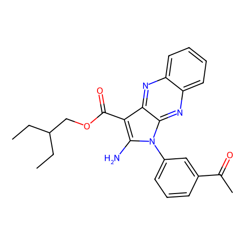 2-ethylbutyl 1-(3-acetylphenyl)-2-amino-1H-pyrrolo[2,3-b]quinoxaline-3-carboxylate structure