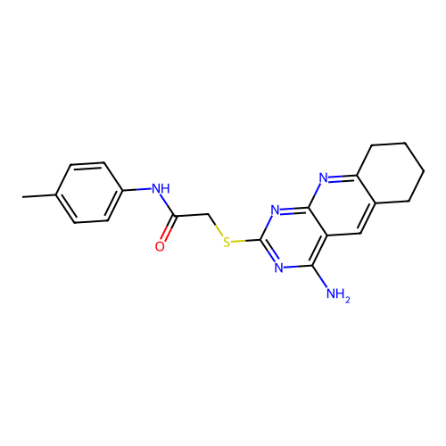 2-[(4-amino-6,7,8,9-tetrahydropyrimido[4,5-b]quinolin-2-yl)sulfanyl]-N-(4-methylphenyl)acetamide structure