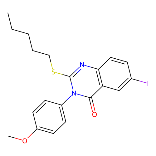 6-iodo-3-(4-methoxyphenyl)-2-(pentylsulfanyl)quinazolin-4(3H)-one structure