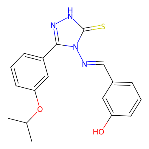 3-(((3-(3-Isopropoxyphenyl)-5-mercapto-4H-1,2,4-triazol-4-YL)imino)methyl)phenol structure
