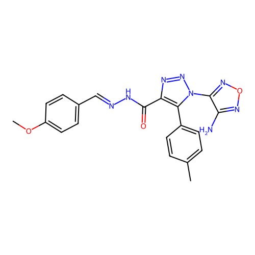 (E)-1-(4-amino-1,2,5-oxadiazol-3-yl)-N'-(4-methoxybenzylidene)-5-(p-tolyl)-1H-1,2,3-triazole-4-carbohydrazide structure