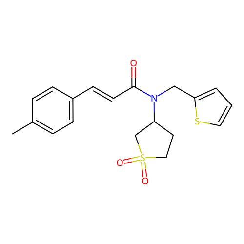 (2E)-N-(1,1-dioxidotetrahydrothiophen-3-yl)-3-(4-methylphenyl)-N-(thiophen-2-ylmethyl)prop-2-enamide structure