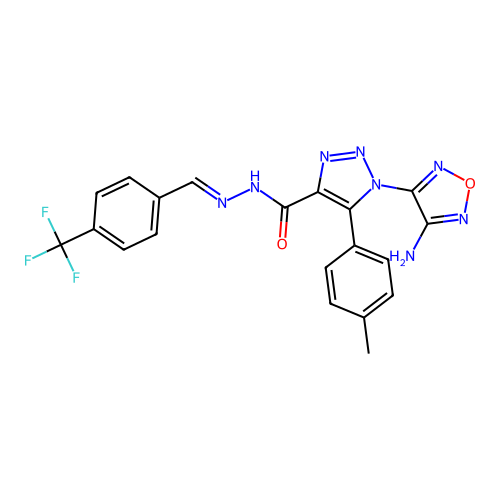(E)-1-(4-amino-1,2,5-oxadiazol-3-yl)-5-(p-tolyl)-N'-(4-(trifluoromethyl)benzylidene)-1H-1,2,3-triazole-4-carbohydrazide structure