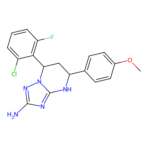 7-(2-chloro-6-fluorophenyl)-5-(4-methoxyphenyl)-4,5,6,7-tetrahydro[1,2,4]triazolo[1,5-a]pyrimidin-2-amine structure