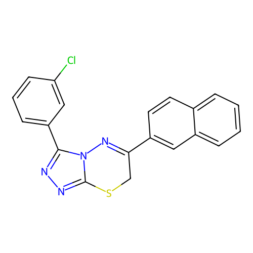 3-(3-chlorophenyl)-6-(naphthalen-2-yl)-7H-[1,2,4]triazolo[3,4-b][1,3,4]thiadiazine structure