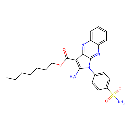 heptyl 2-amino-1-(4-sulfamoylphenyl)-1H-pyrrolo[2,3-b]quinoxaline-3-carboxylate structure
