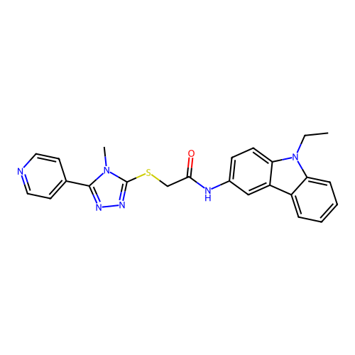 N-(9-ethylcarbazol-3-yl)-2-[(4-methyl-5-pyridin-4-yl-1,2,4-triazol-3-yl)sulfanyl]acetamide structure