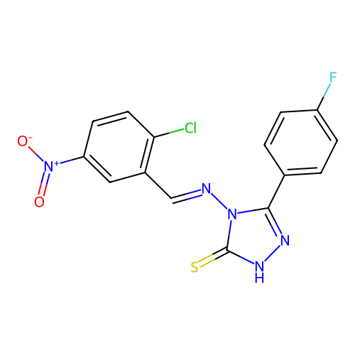 4-((2-CL-5-Nitrobenzylidene)amino)-5-(4-fluorophenyl)-4H-1,2,4-triazole-3-thiol structure