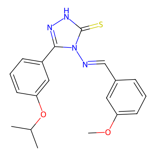 (E)-5-(3-isopropoxyphenyl)-4-((3-methoxybenzylidene)amino)-4H-1,2,4-triazole-3-thiol structure