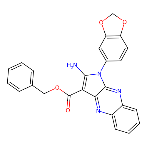 benzyl 2-amino-1-(1,3-benzodioxol-5-yl)-1H-pyrrolo[2,3-b]quinoxaline-3-carboxylate structure
