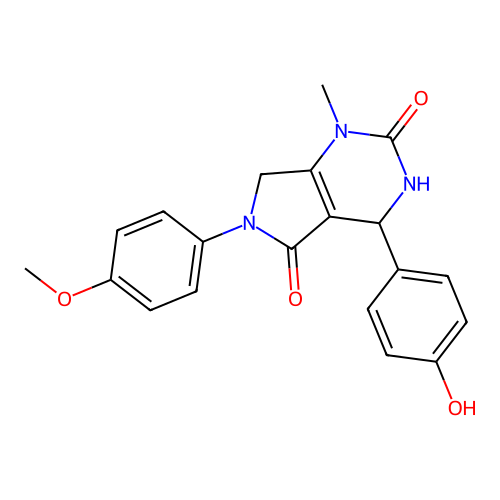 4-(4-hydroxyphenyl)-6-(4-methoxyphenyl)-1-methyl-3,4,6,7-tetrahydro-1H-pyrrolo[3,4-d]pyrimidine-2,5-dione structure