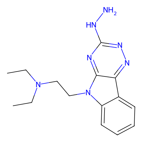N,N-diethyl-2-(3-hydrazinyl-5H-[1,2,4]triazino[5,6-b]indol-5-yl)ethanamine structure