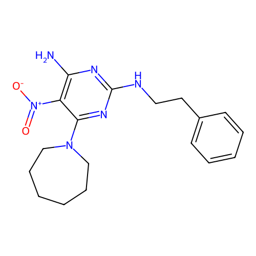6-(azepan-1-yl)-5-nitro-N~2~-(2-phenylethyl)pyrimidine-2,4-diamine structure