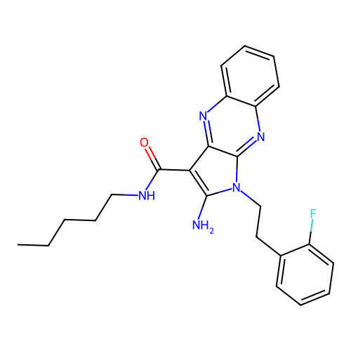 2-amino-1-(2-fluorophenethyl)-N-pentyl-1H-pyrrolo[2,3-b]quinoxaline-3-carboxamide structure