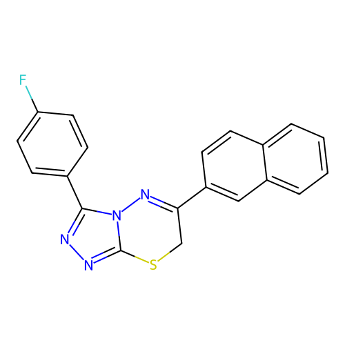 3-(4-fluorophenyl)-6-(naphthalen-2-yl)-7H-[1,2,4]triazolo[3,4-b][1,3,4]thiadiazine structure