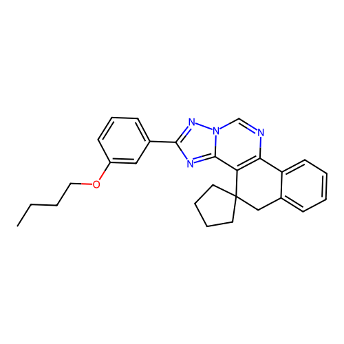 2-(3-butoxyphenyl)-5H-spiro[benzo[h][1,2,4]triazolo[1,5-c]quinazoline-4,1'-cyclopentane] structure