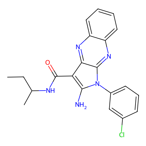 2-amino-N-(butan-2-yl)-1-(3-chlorophenyl)-1H-pyrrolo[2,3-b]quinoxaline-3-carboxamide structure