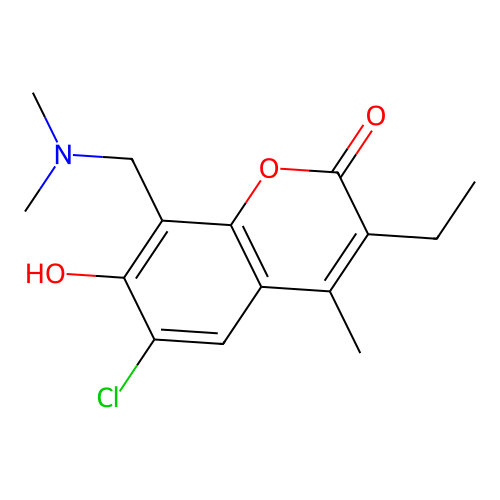 6-chloro-8-[(dimethylamino)methyl]-3-ethyl-7-hydroxy-4-methyl-2H-chromen-2-one structure