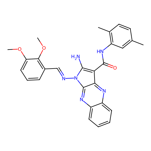 (E)-2-amino-1-((2,3-dimethoxybenzylidene)amino)-N-(2,5-dimethylphenyl)-1H-pyrrolo[2,3-b]quinoxaline-3-carboxamide structure