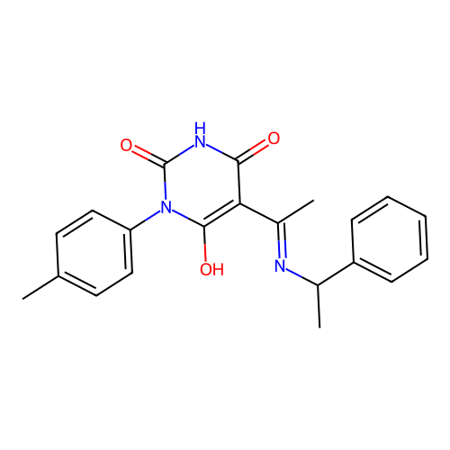 1-(4-methylphenyl)-5-[1-(1-phenylethylamino)ethylidene]-1,3-diazinane-2,4,6-trione structure