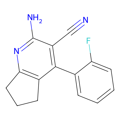 2-amino-4-(2-fluorophenyl)-6,7-dihydro-5H-cyclopenta[b]pyridine-3-carbonitrile structure