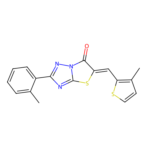 (5Z)-2-(2-methylphenyl)-5-[(3-methylthiophen-2-yl)methylidene]-[1,3]thiazolo[3,2-b][1,2,4]triazol-6-one structure