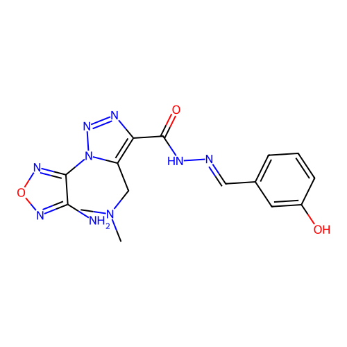 (E)-1-(4-amino-1,2,5-oxadiazol-3-yl)-5-((dimethylamino)methyl)-N'-(3-hydroxybenzylidene)-1H-1,2,3-triazole-4-carbohydrazide structure
