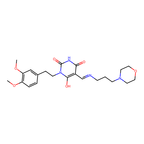 (5E)-1-[2-(3,4-dimethoxyphenyl)ethyl]-5-[(3-morpholin-4-ylpropylamino)methylidene]-1,3-diazinane-2,4,6-trione structure