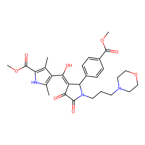 methyl 4-({4-hydroxy-2-[4-(methoxycarbonyl)phenyl]-1-(3-morpholin-4-ylpropyl)- 5-oxo(3-pyrrolin-3-yl)}carbonyl)-3,5-dimethylpyrrole-2-carboxylate structure