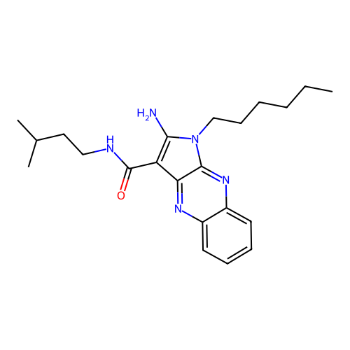 2-amino-1-hexyl-N-(3-methylbutyl)-1H-pyrrolo[2,3-b]quinoxaline-3-carboxamide structure