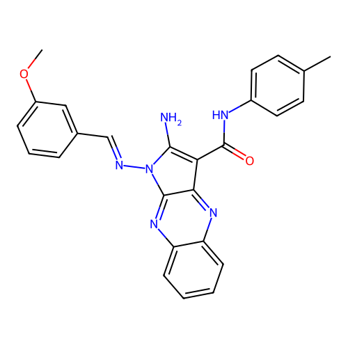 (E)-2-amino-1-((3-methoxybenzylidene)amino)-N-(p-tolyl)-1H-pyrrolo[2,3-b]quinoxaline-3-carboxamide structure