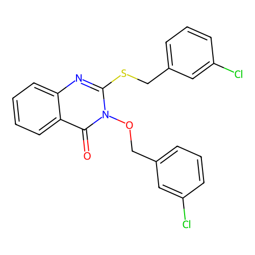 3-[(3-chlorobenzyl)oxy]-2-[(3-chlorobenzyl)sulfanyl]quinazolin-4(3H)-one structure