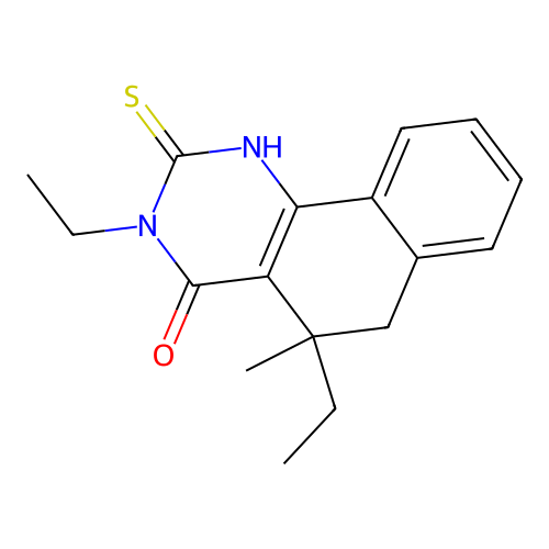 3,5-diethyl-5-methyl-2-thioxo-2,3,5,6-tetrahydrobenzo[h]quinazolin-4(1H)-one structure