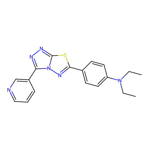 N,N-diethyl-4-(3-pyridin-3-yl-[1,2,4]triazolo[3,4-b][1,3,4]thiadiazol-6-yl)aniline structure
